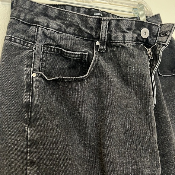 COTTON ON BLACK LONG STRAIGHT LEG DENIM JEANS DISTRESSED SIZE 10 - Picture 7 of 10